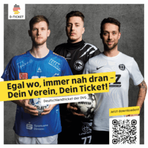 Spieler des DRHV 06, Blackwolves Floorball und SV Dessau 05 bewerben das Deutschlandticket