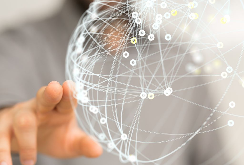 Kugel aus Lichtpunkten mit Hand