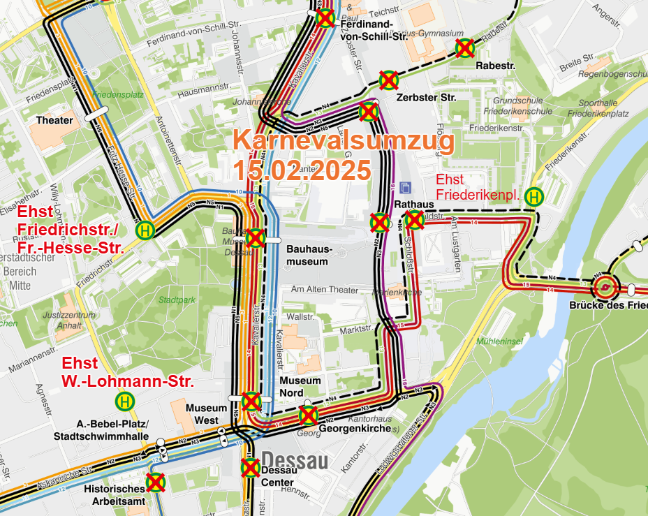 Netzplan zur Umleitung Karneval