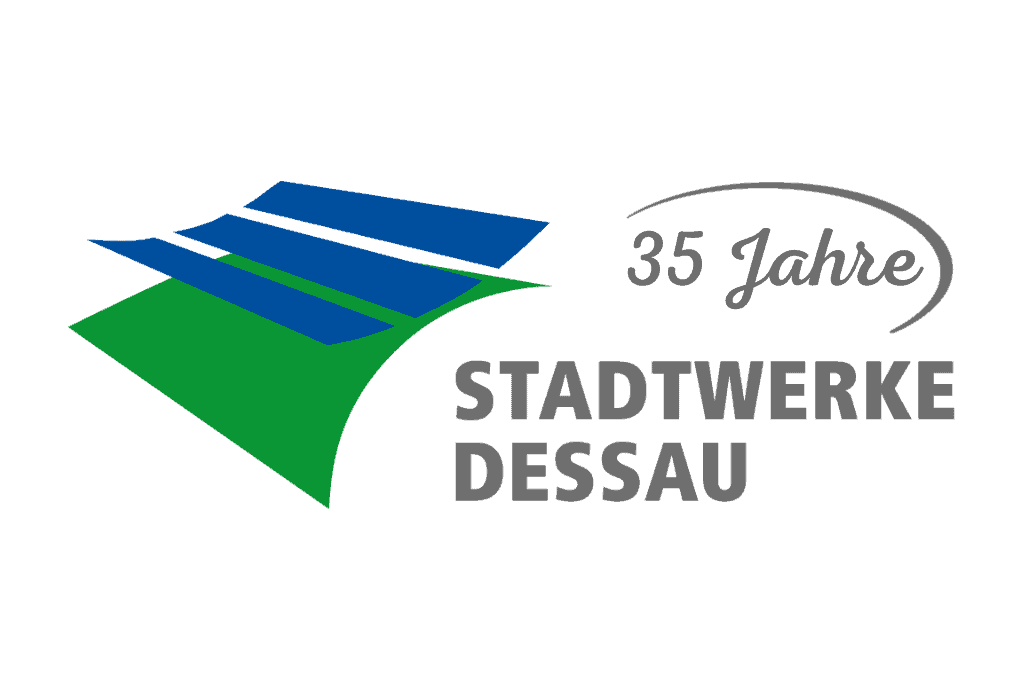 Das Jubiläumslogo der Stadtwerke Dessau